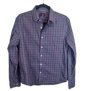 Untuckit Shirt Men Small Green Pink Blue Tartan Plaid Wrinkle Free Classic Xmas